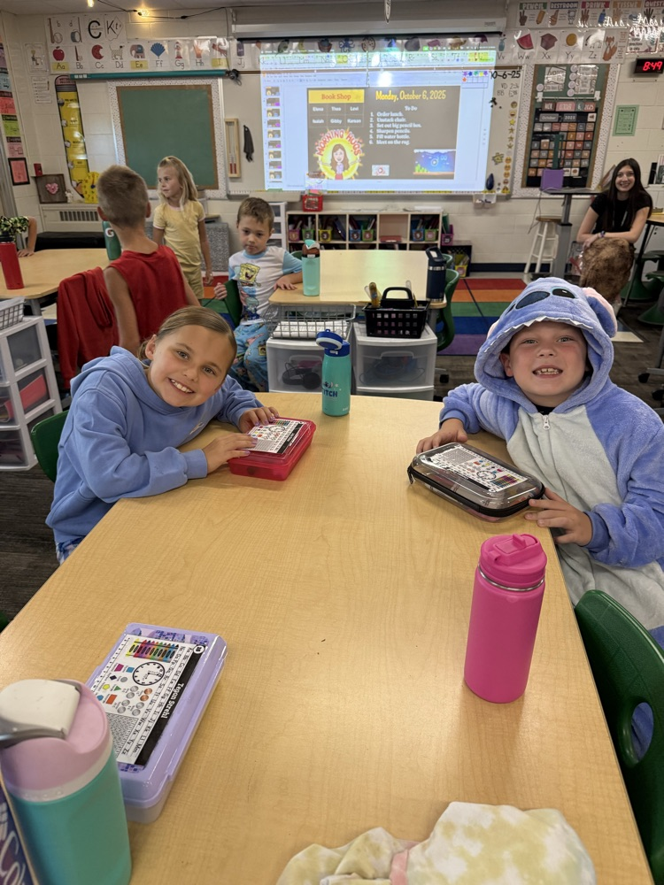 Students celebrating PJ Day