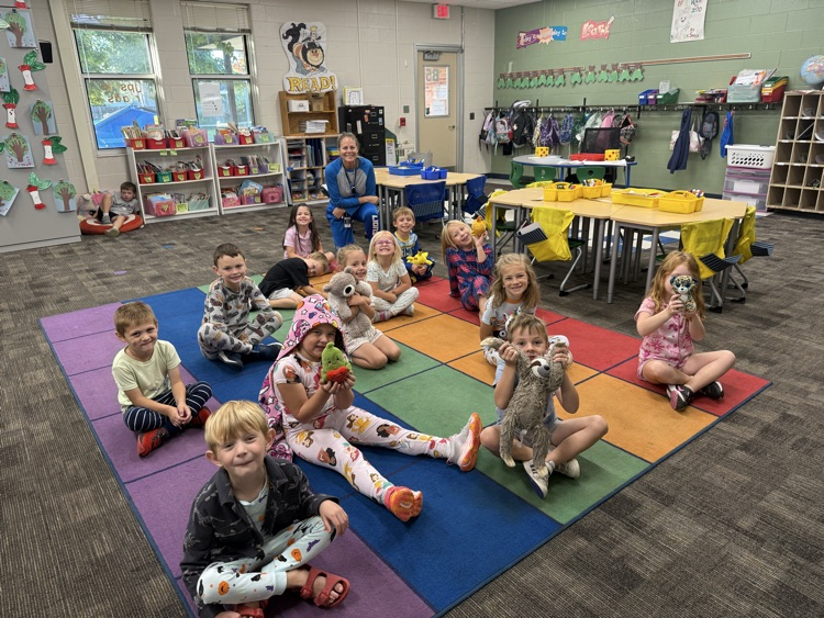 Students celebrating PJ Day