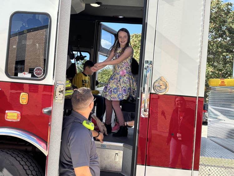 fire truck with student