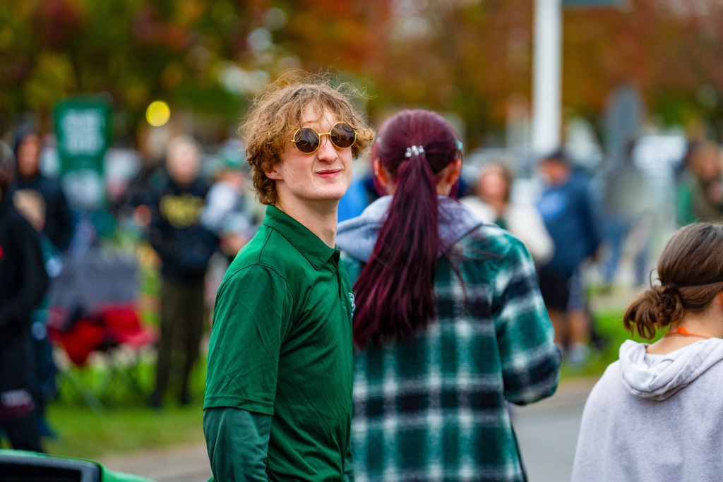 Homecoming parade participant smiling