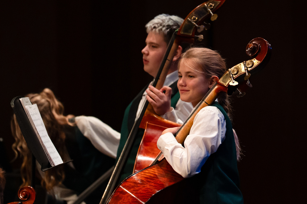 Orchestra students playing