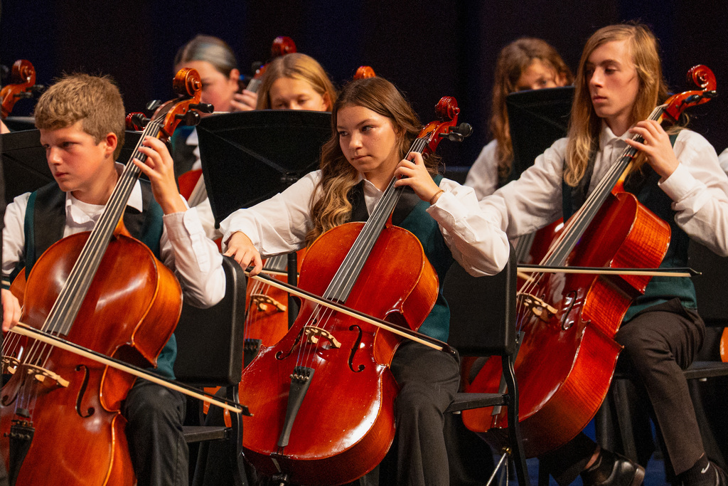 Orchestra students playing