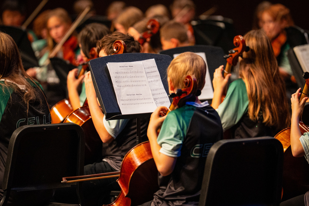 Orchestra students playing