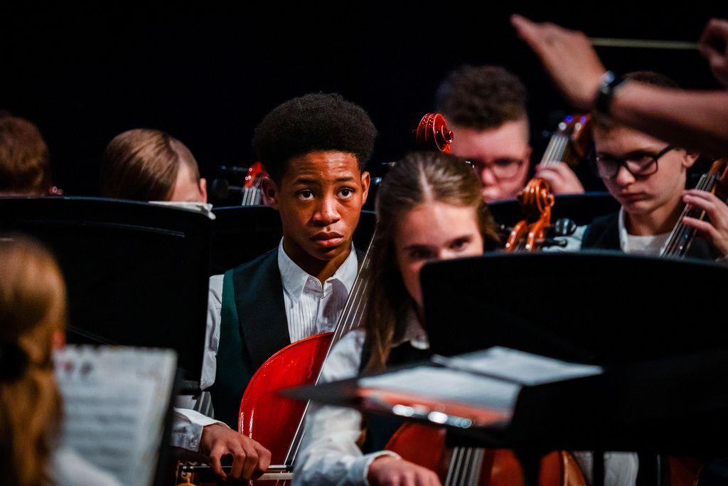 Orchestra students playing