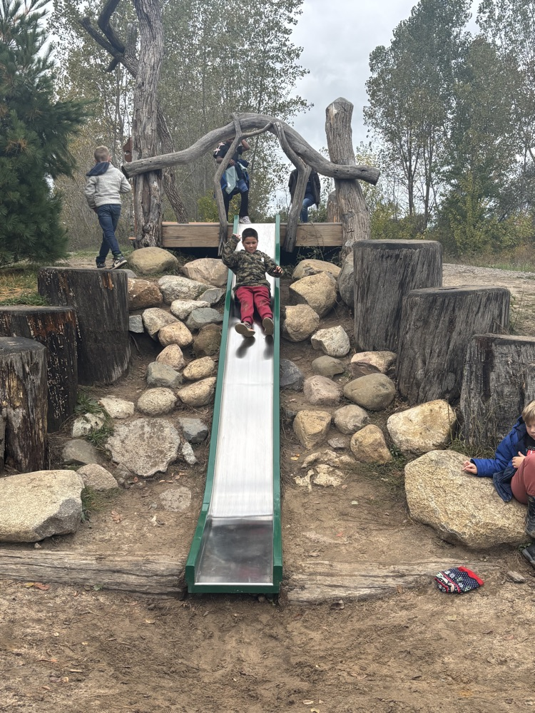 students on slide