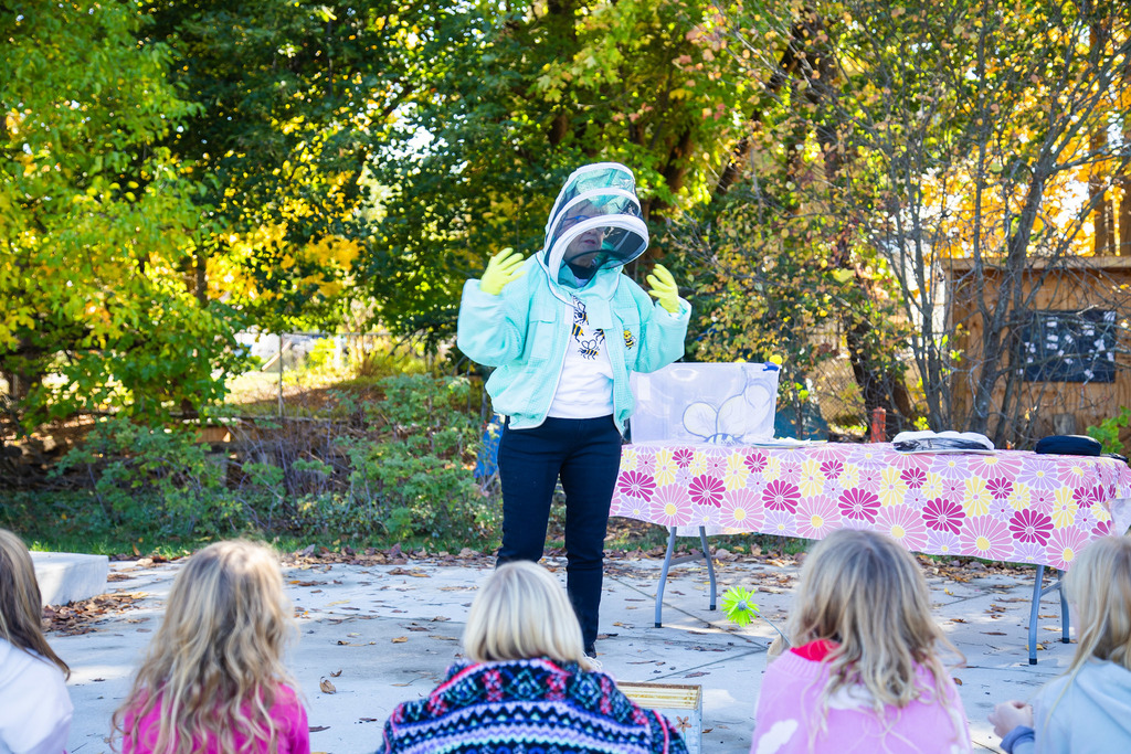 Wilderness Academy students enjoying bee demonstration