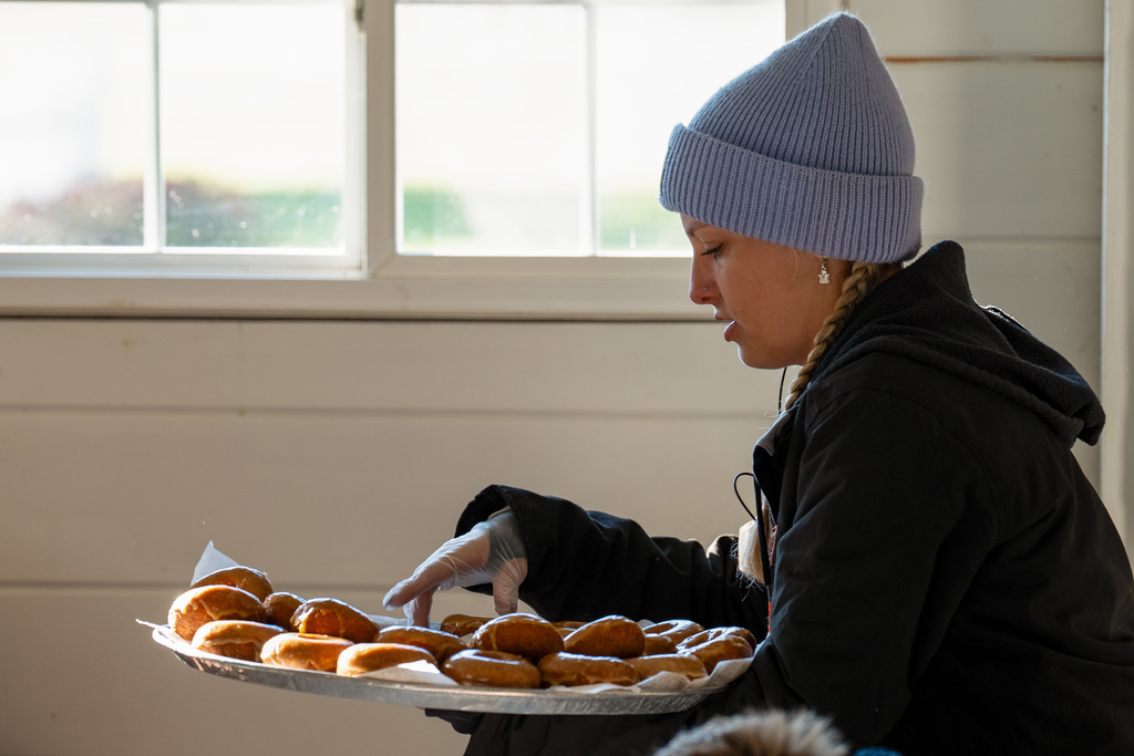 Students smiling at Post Family Farm