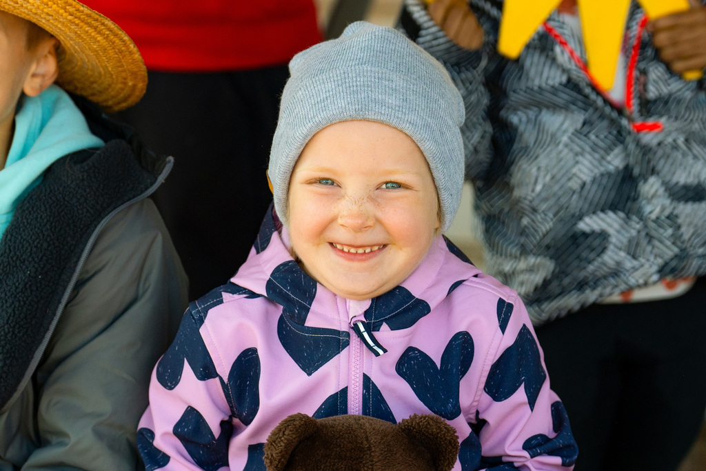 Students smiling at Post Family Farm