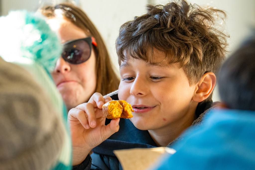 Students smiling at Post Family Farm