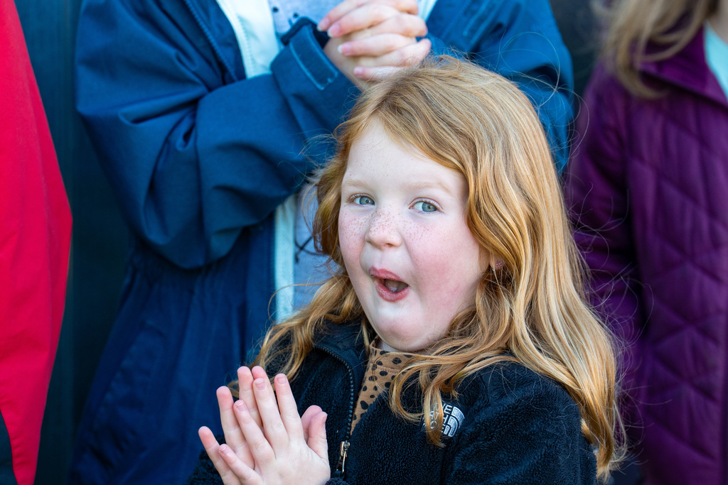 Students smiling at Post Family Farm