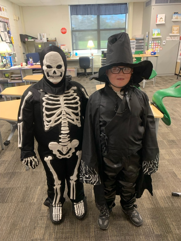 students in Halloween costumes
