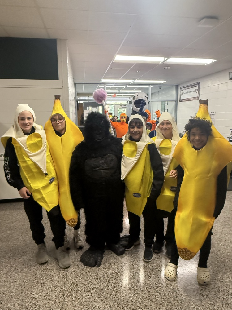 students in Halloween costumes