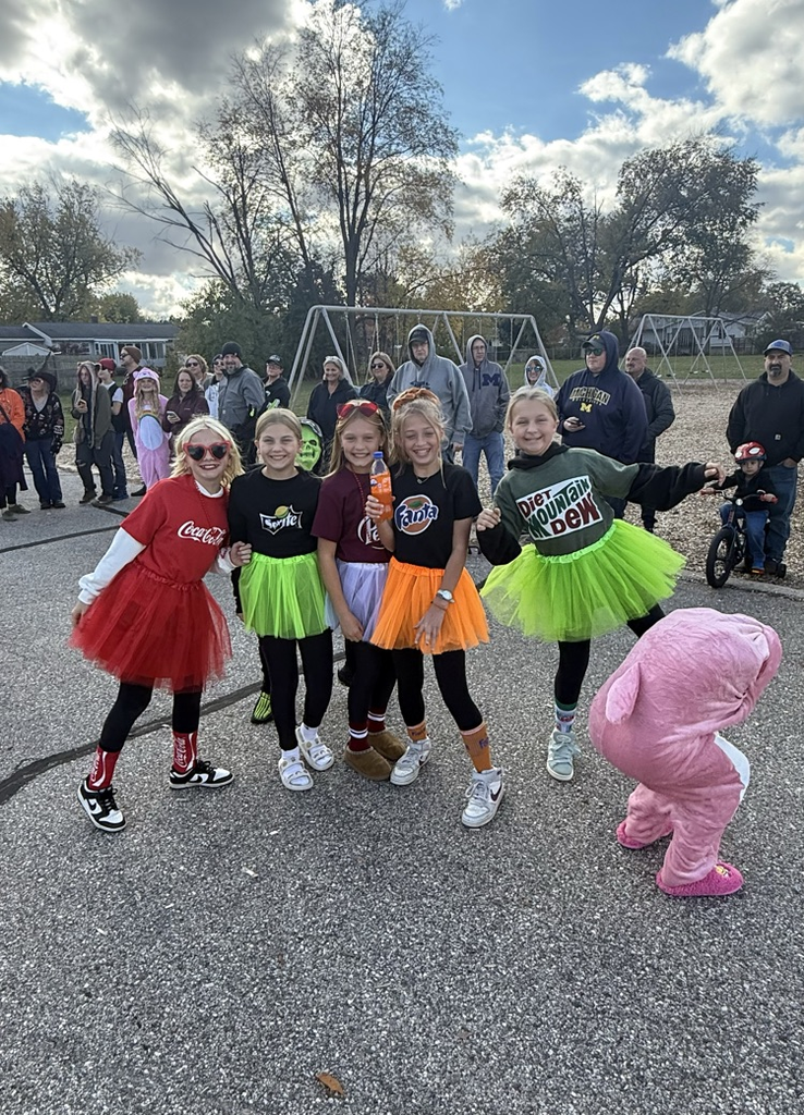 students in Halloween costumes