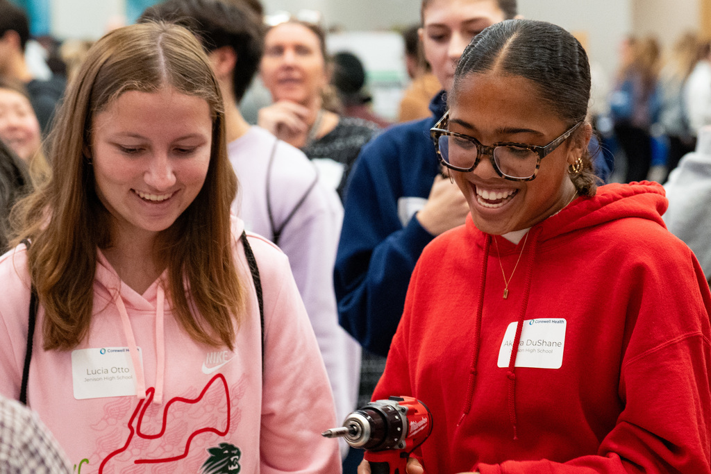 Students exploring medical careers at Corewell Health