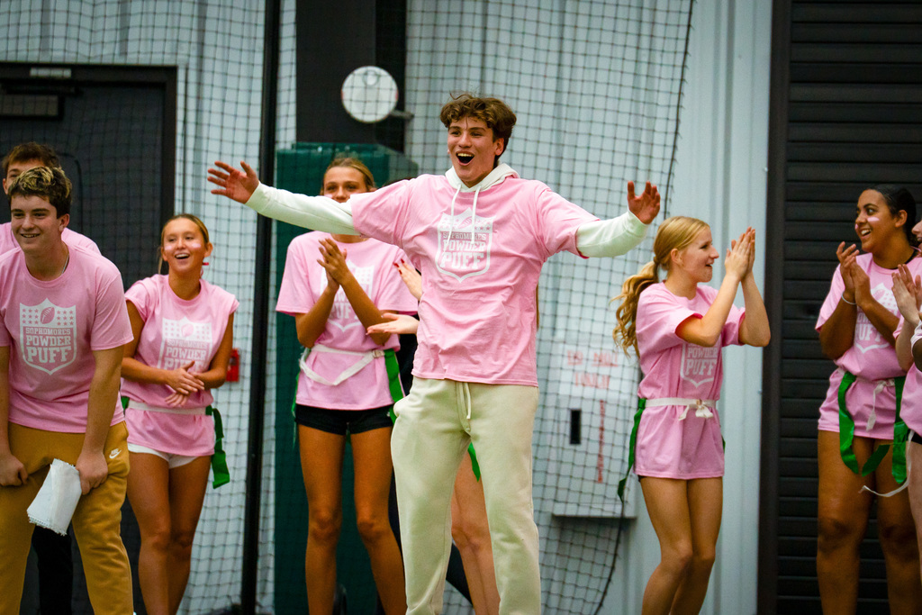 Powder puff coaches cheering