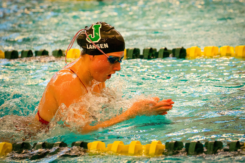 Girls swim team practicing 
