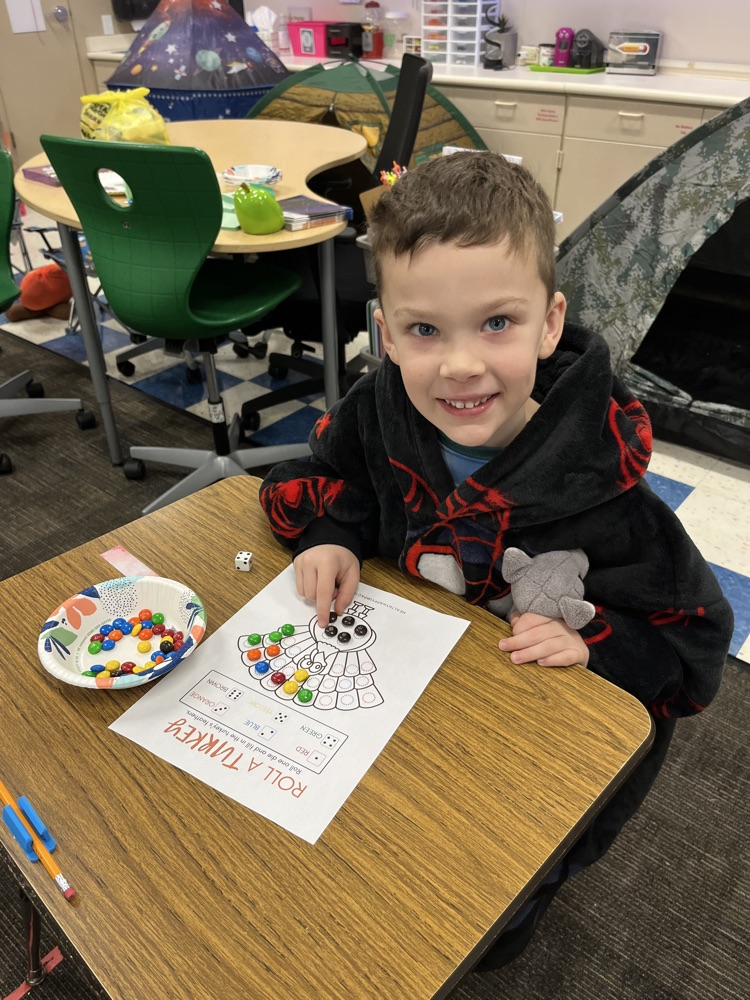 student doing turkey activity 