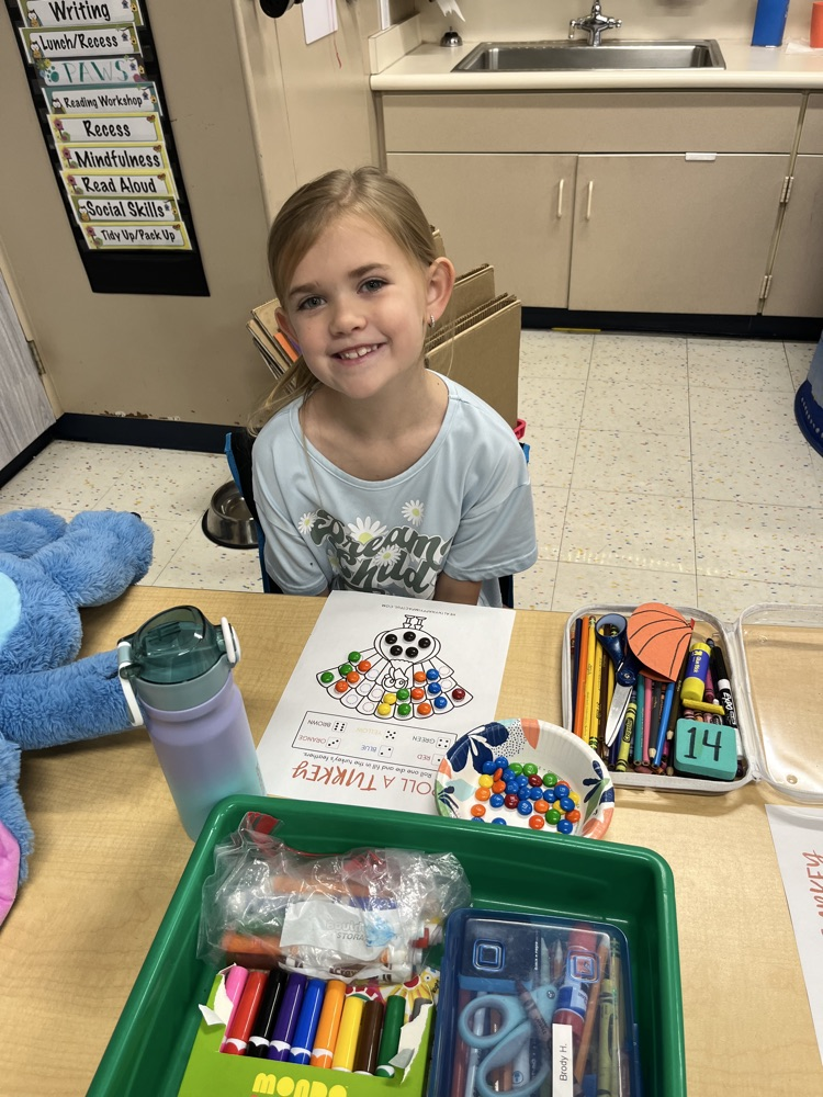 student doing turkey activity 