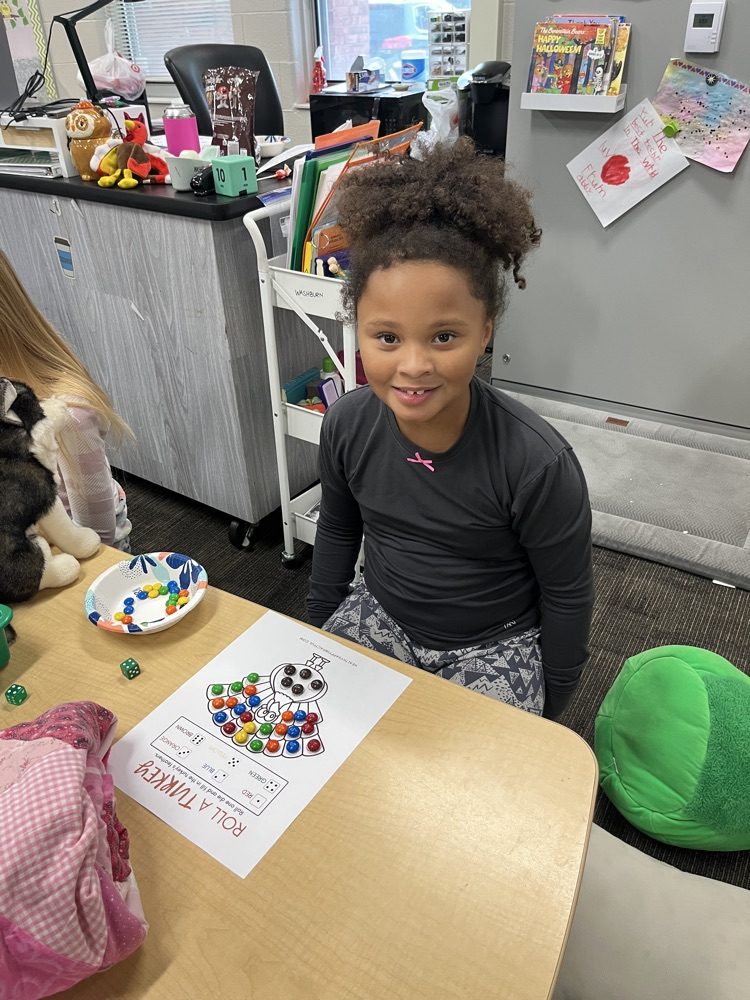 student doing turkey activity 