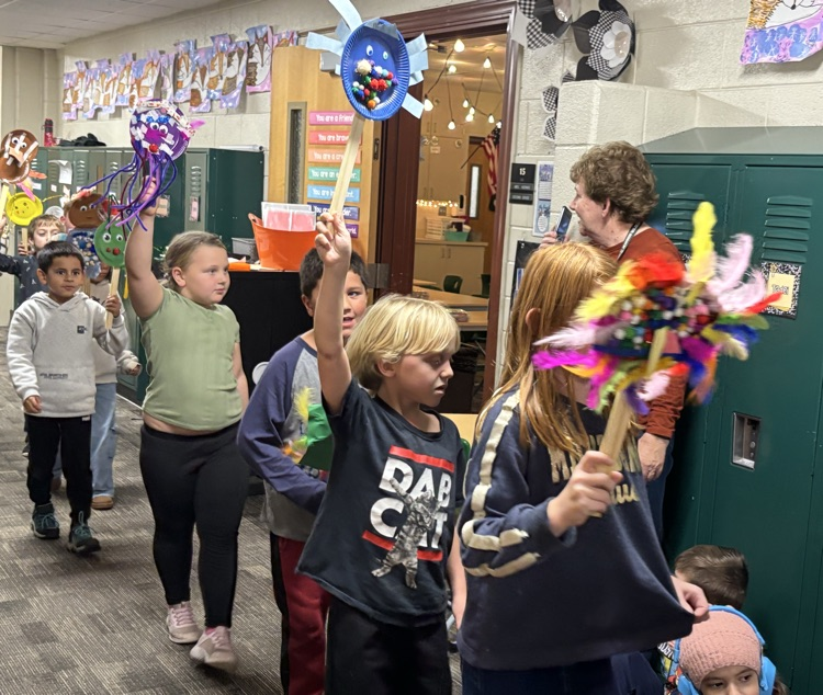 students with balloons