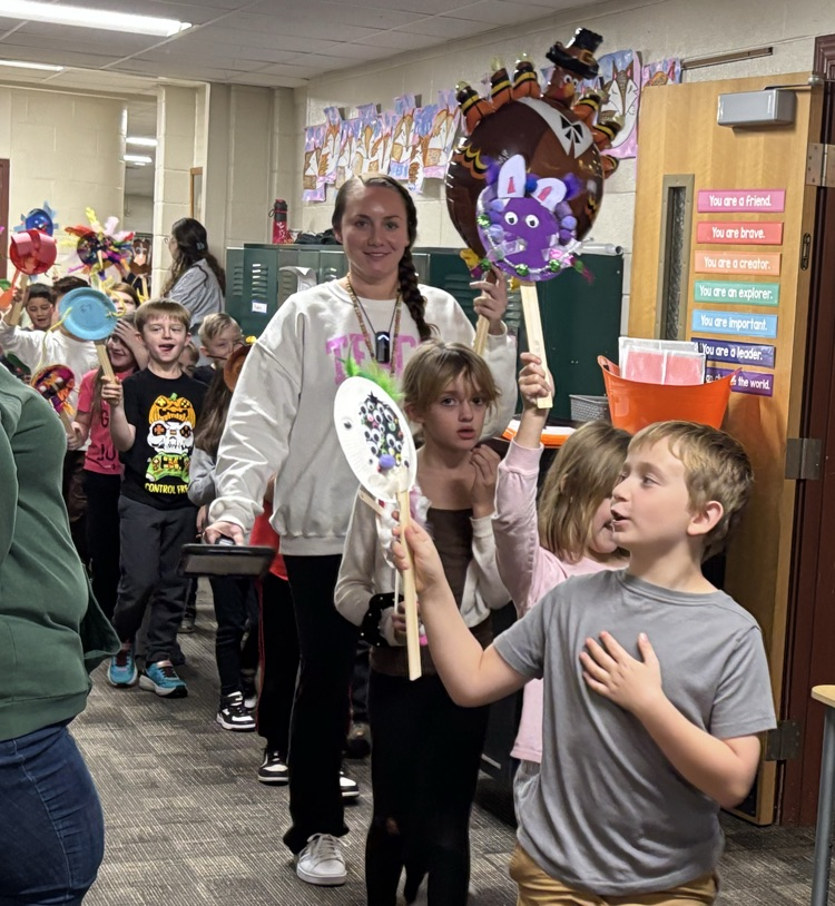 students with balloons