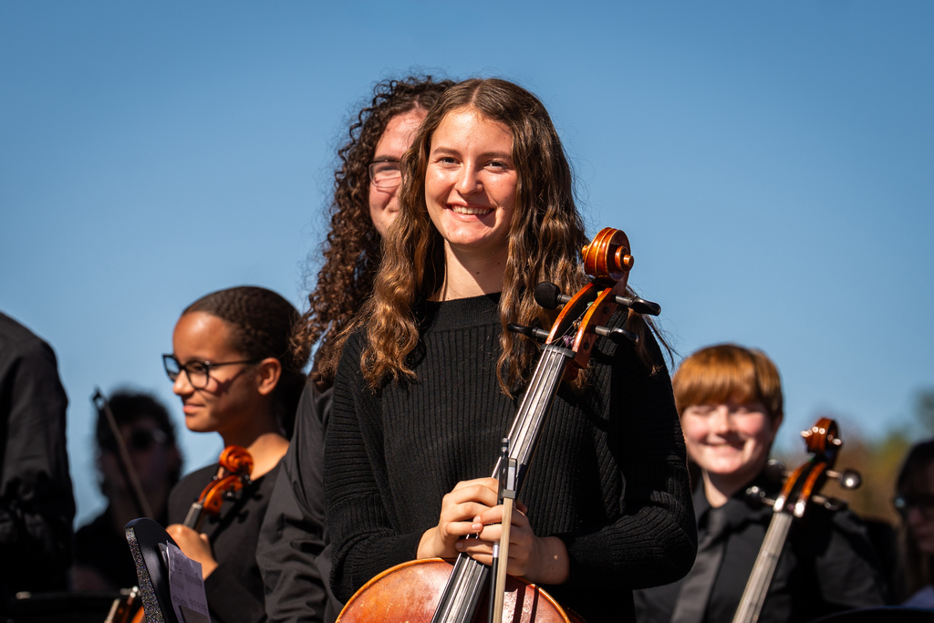 Orchestra students playing