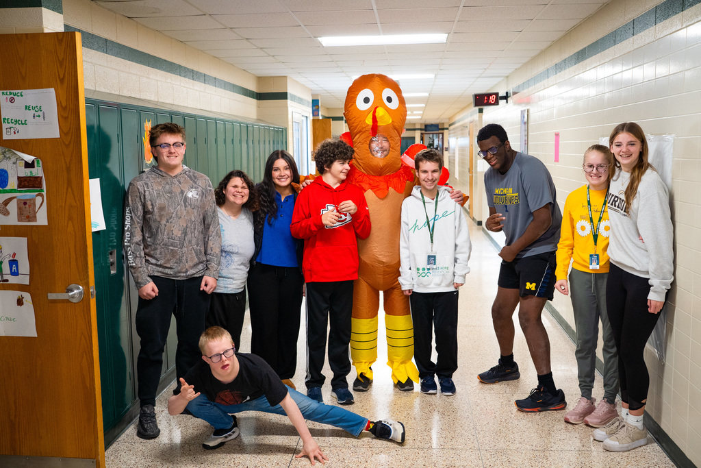 Students and staff celebrating Winning Wildcat and Strut Your Stuffing