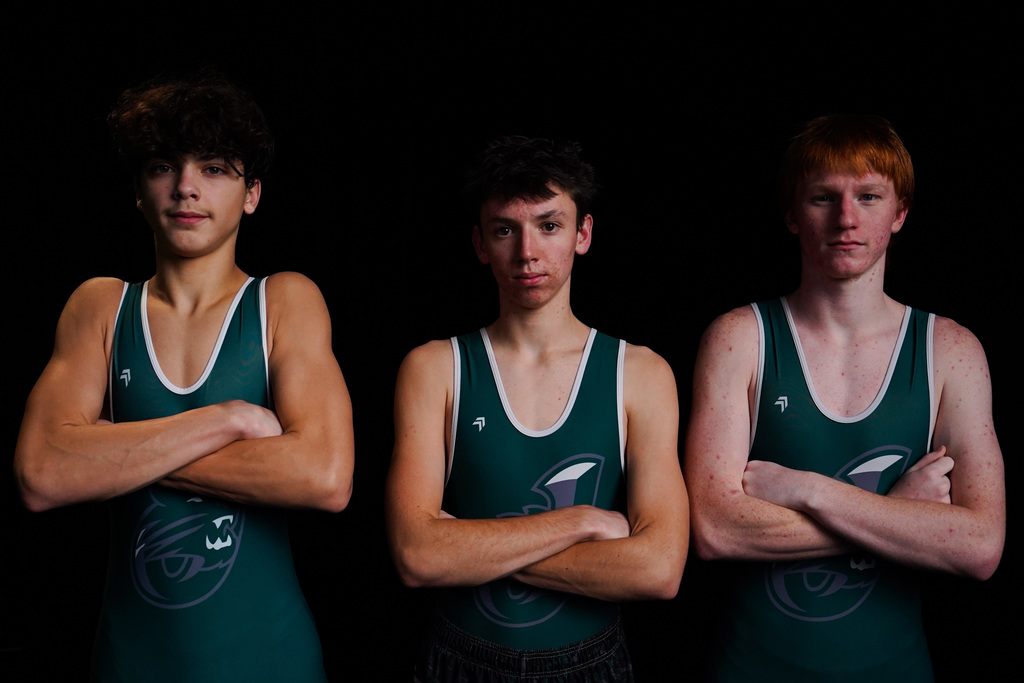 Wrestling team posing