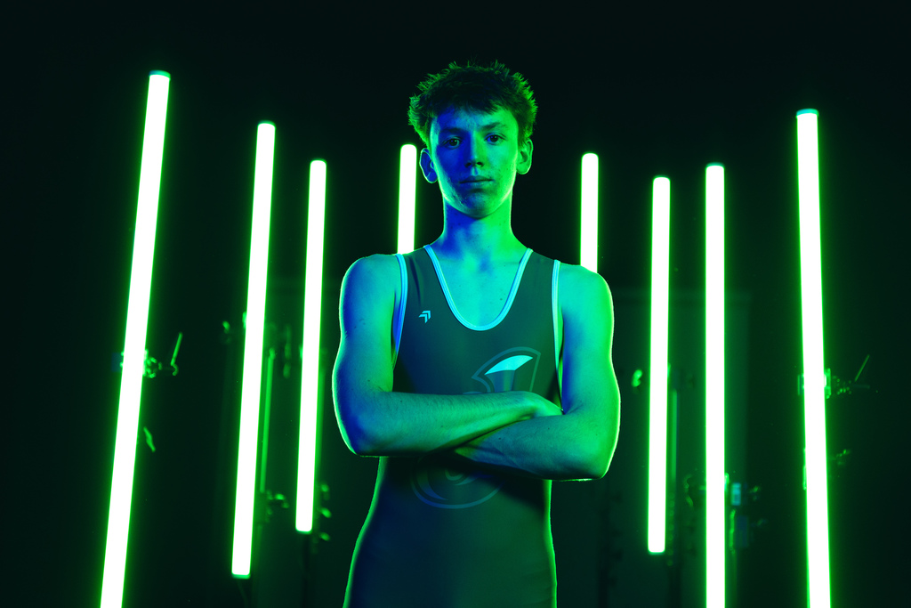 Wrestling team posing