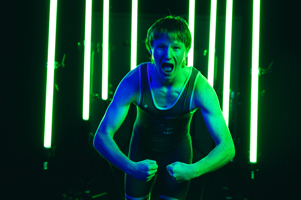 Wrestling team member yelling