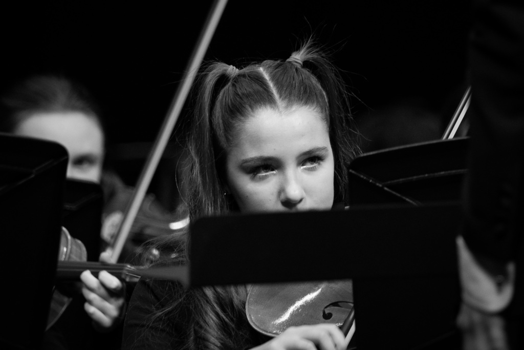 Orchestra students playing