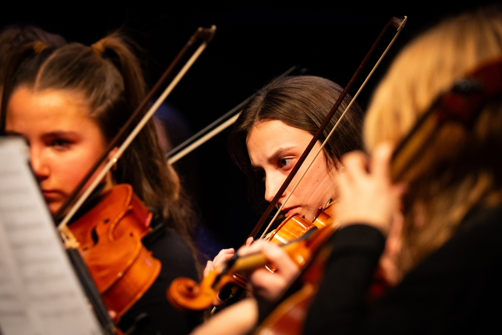 Orchestra students playing