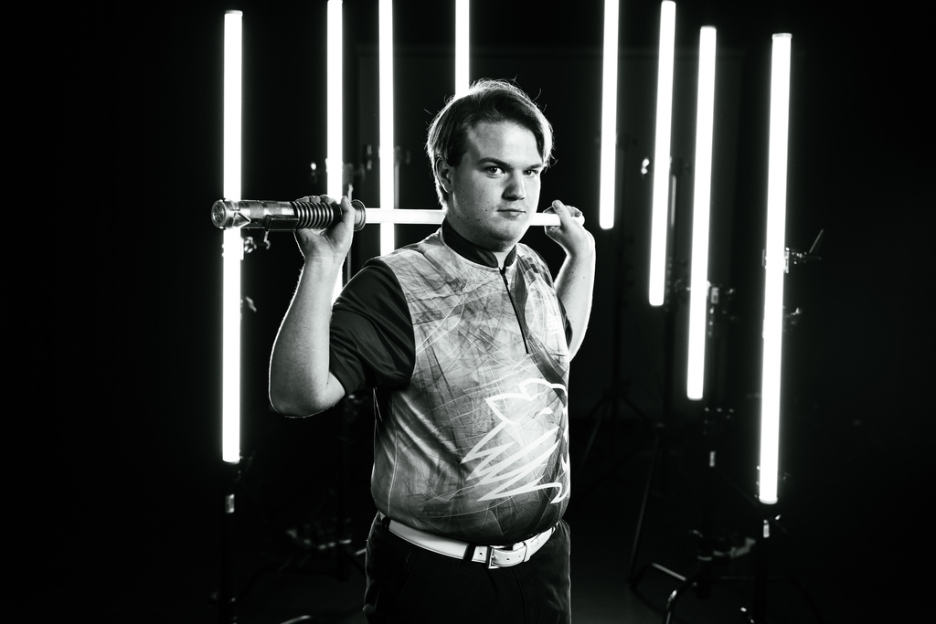 Boys bowling team member posing