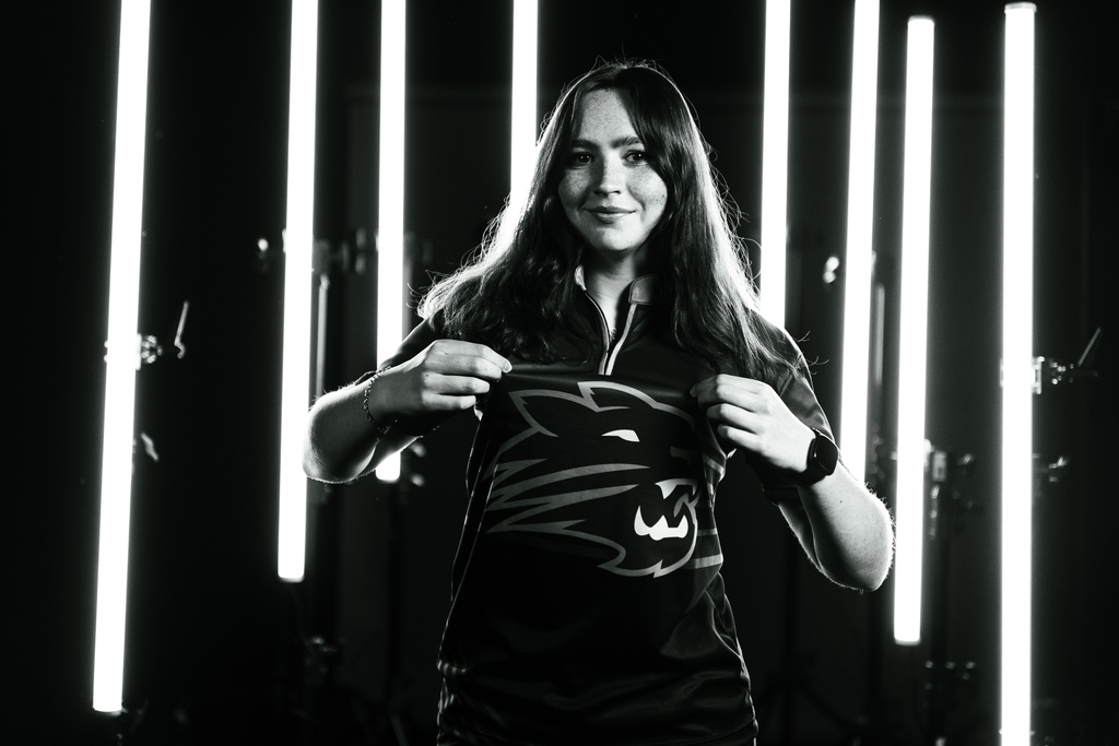 Girls bowling team member smiling