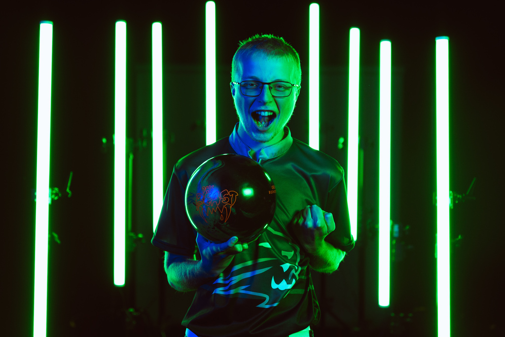 Boys bowling team member yelling