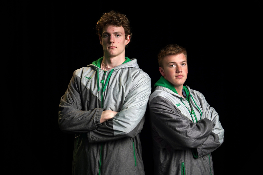 Boys swim team posing
