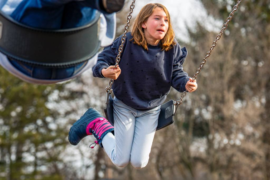 Students on swings