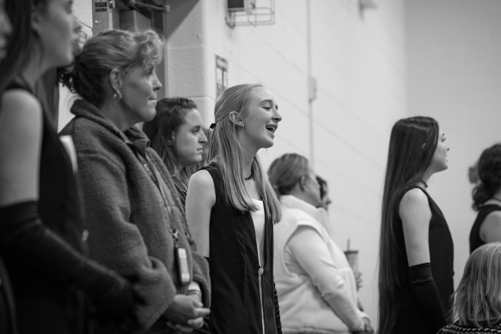 Choir student singing