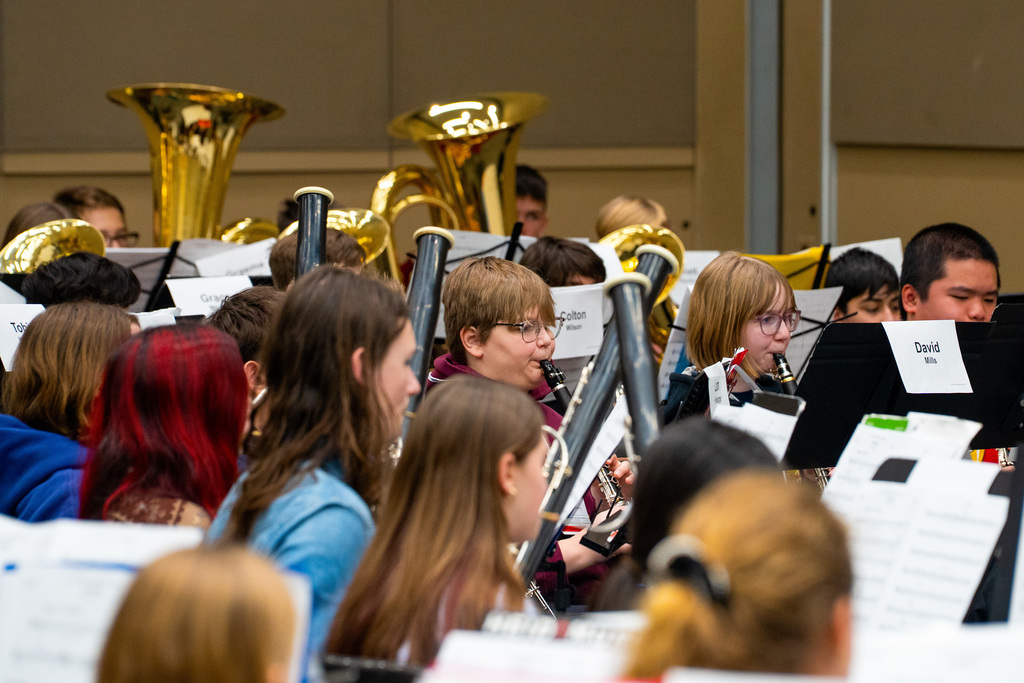 Student playing in all state band