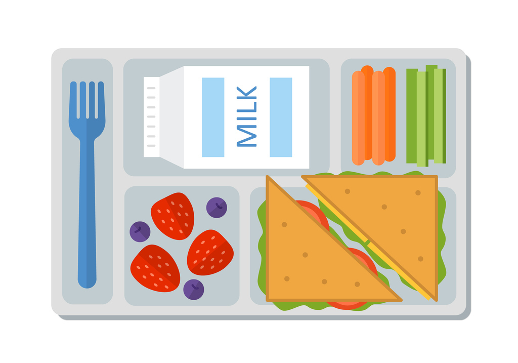 School lunch tray illustration