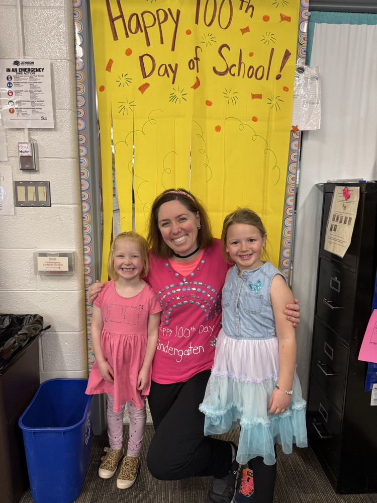 students celebrating the 100th day of school 