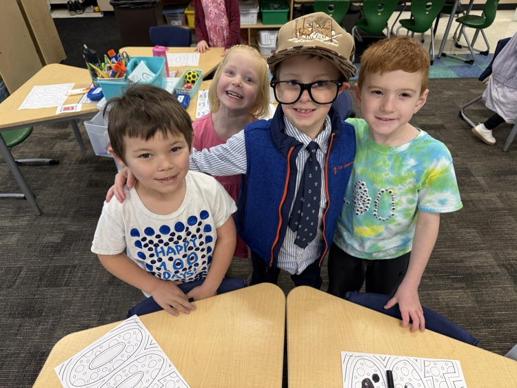 students celebrating the 100th day of school 