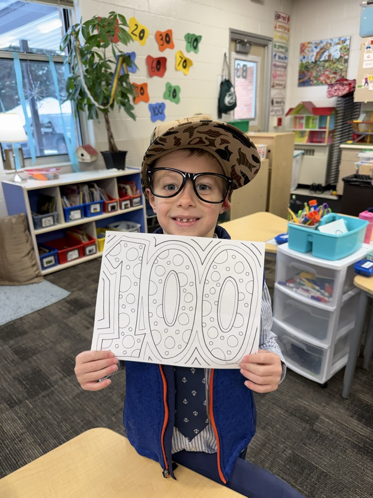 students celebrating the 100th day of school 