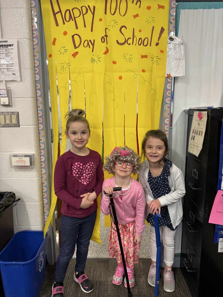 students celebrating the 100th day of school 