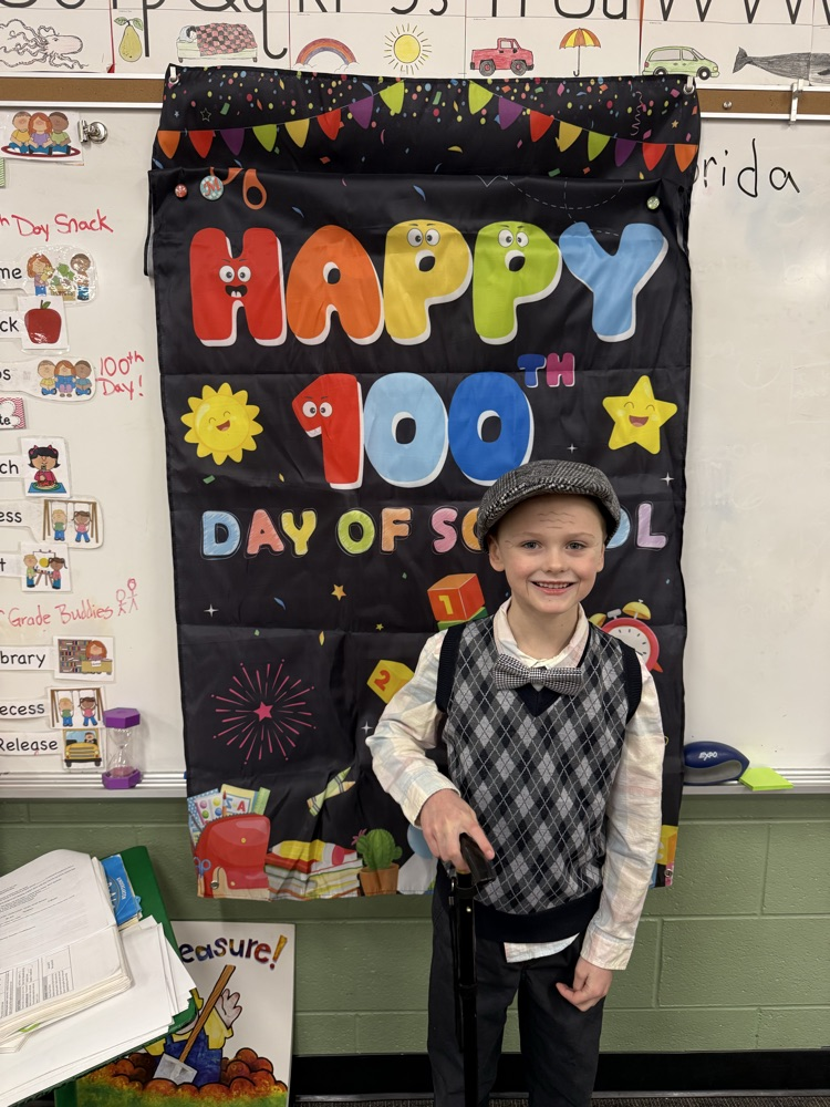 students celebrating the 100th day of school 
