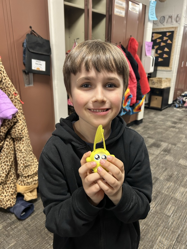 student proud of his purchase 