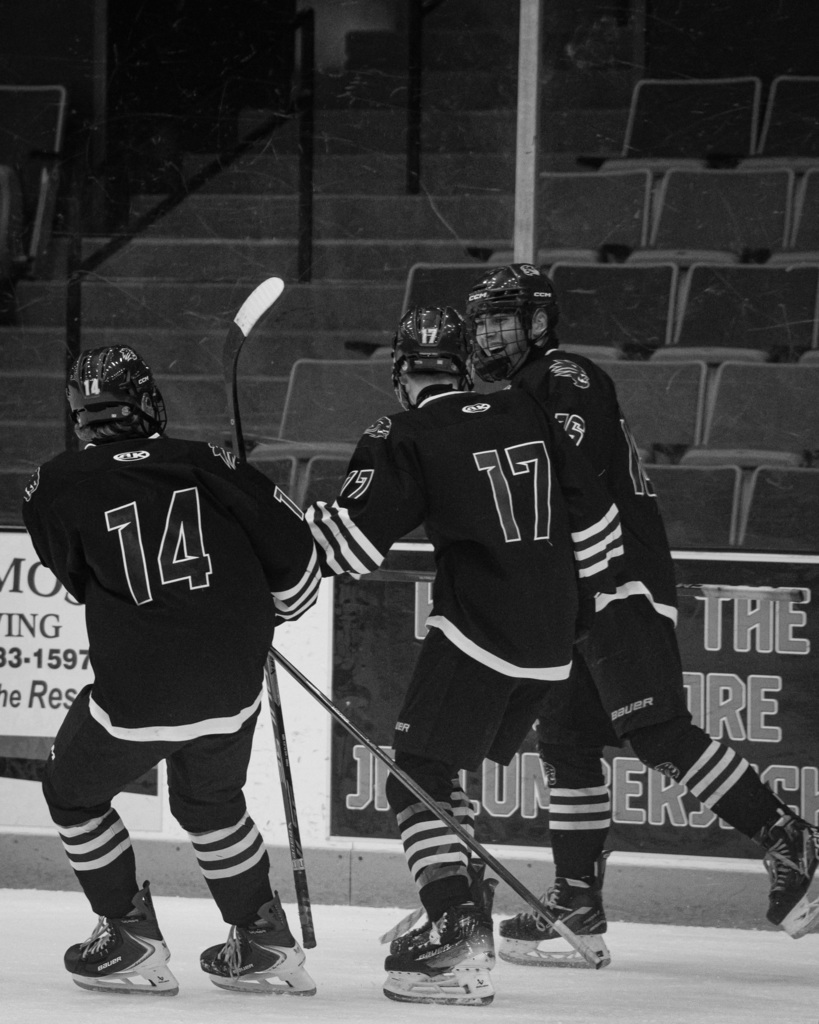 Hockey players celebrating