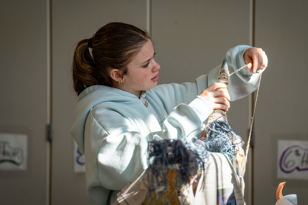 Art student working on their project