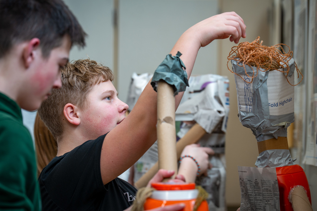 Art student working on their art project