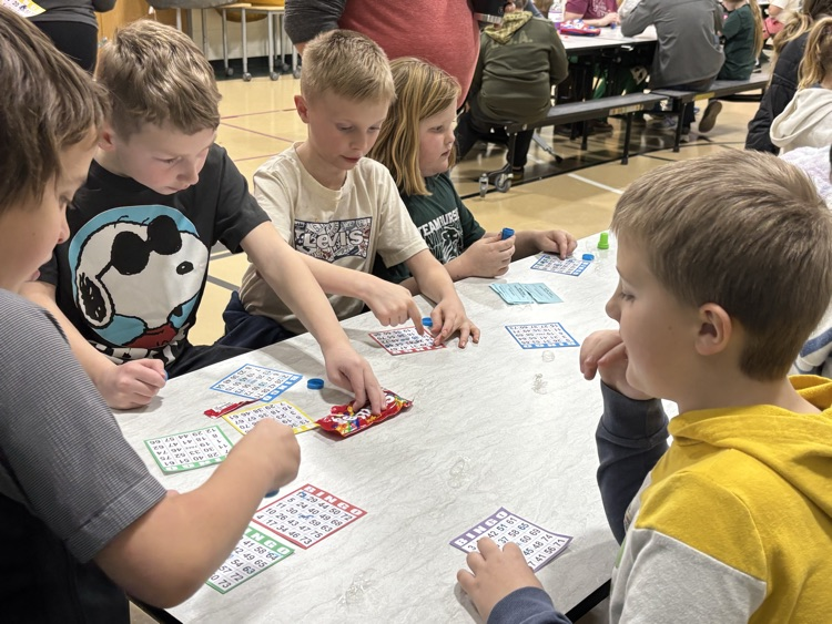 students playing bingo